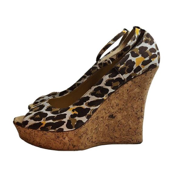 Colin Stuart Women's Multicolor Animal Print Peep Toe Wedge Heel Sandal Size 10B - Picture 12 of 13